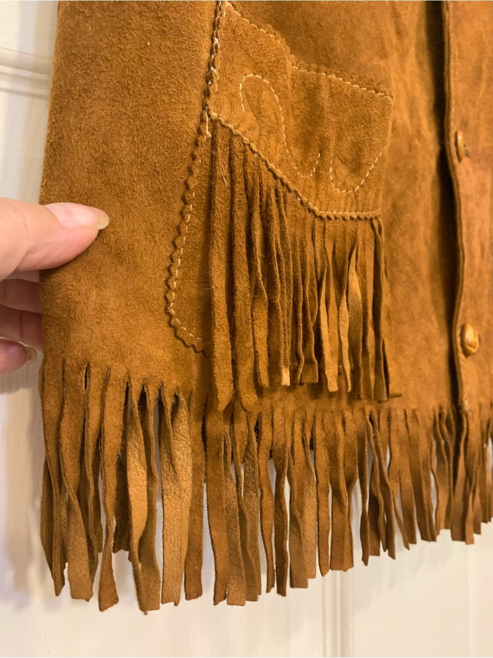 Banana Republc Brown Leather Suede Fringe Small Boho Hippie Vest. 3805 - Picture 3 of 7